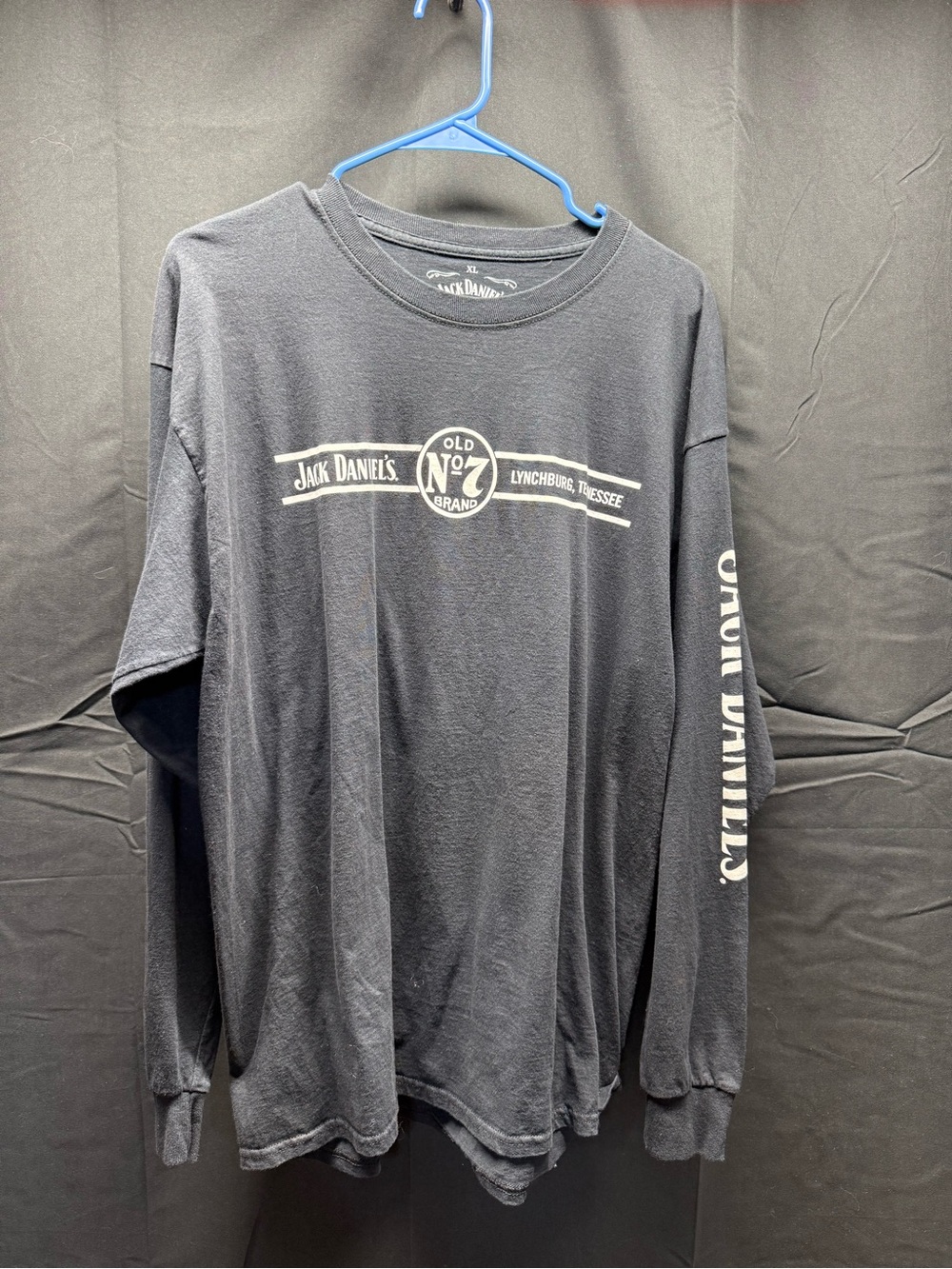 Jack Daniels Black Long Sleeve Old No. 7 Logo Tee Sz XL (8al)